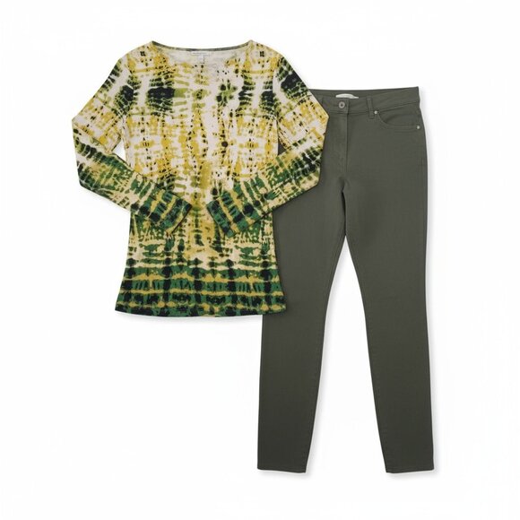 V Cristinia Top XL & Olive Green Leggings Large - Picture 1 of 9